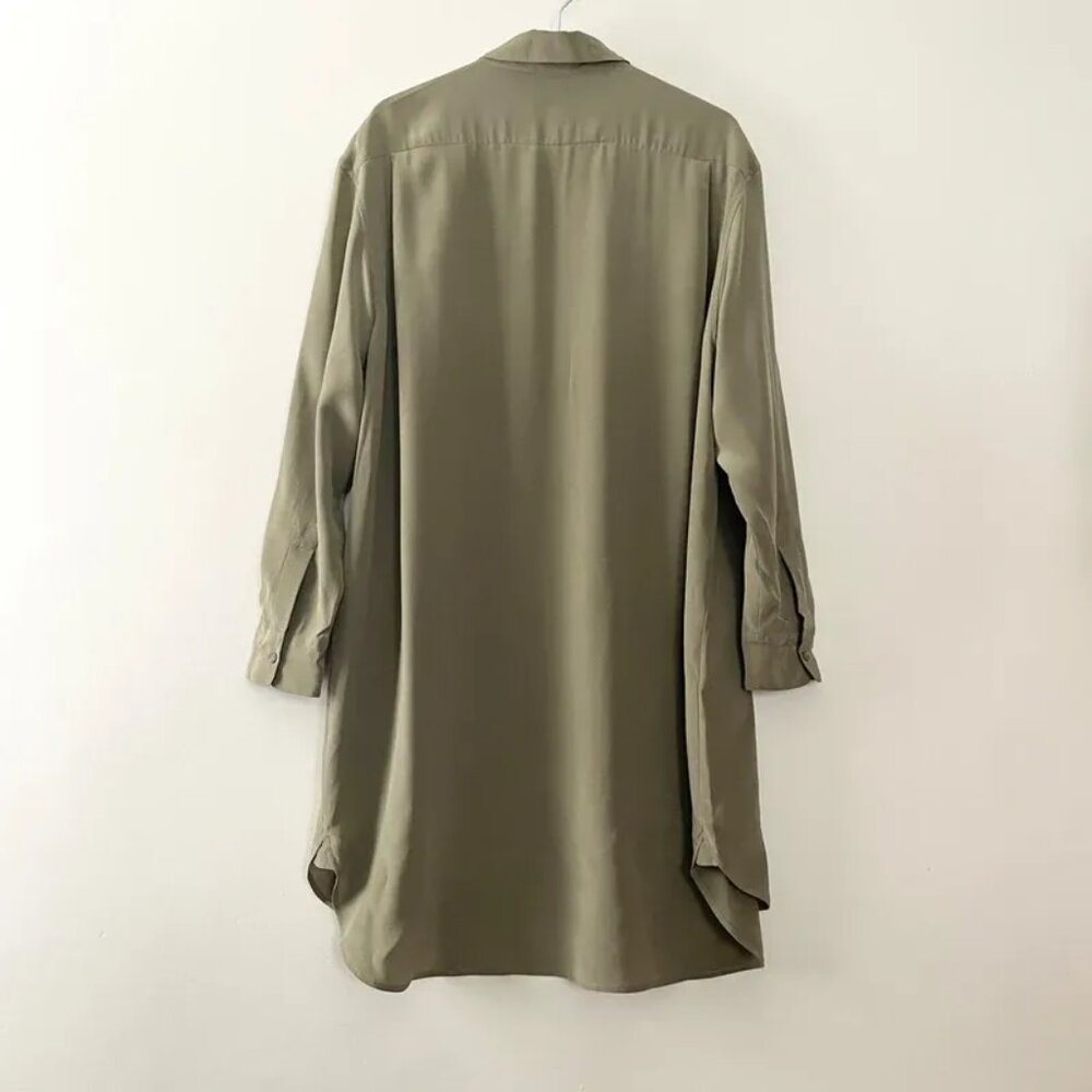 AllSaints Alex Silk Shirt Tunic Dress Olive Green Black Applique UK 10 US 6 - Picture 15 of 16